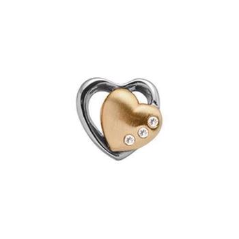 Christina Hearts 2-tone charm – forgyldt sølv, 6 mm til Classic læderarmbånd